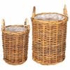 vidaXL Blumentopfkorb mit Speicher GENDT 2 stk. Naturbraun Kubu Rattan