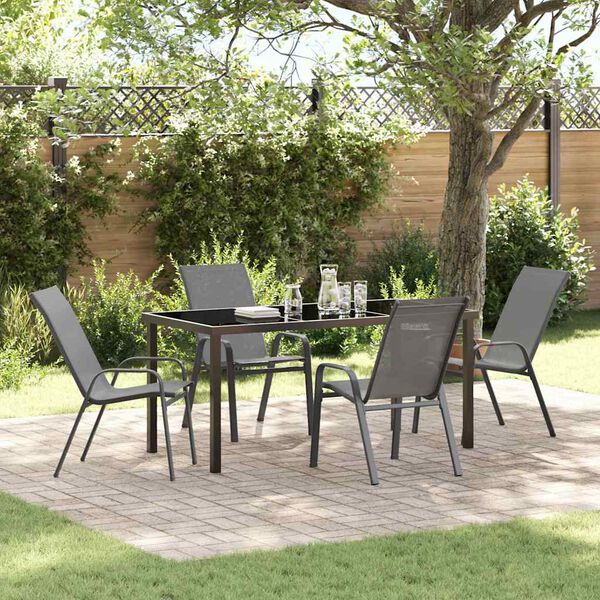 vidaXL Garten Essgruppe 5 pcs Grau Textilene und Stahl