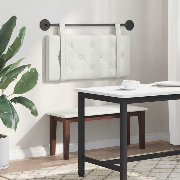 vidaXL H&auml;ngevorderseite Wandmontiert Wei&szlig; 90 cm Kunstleder