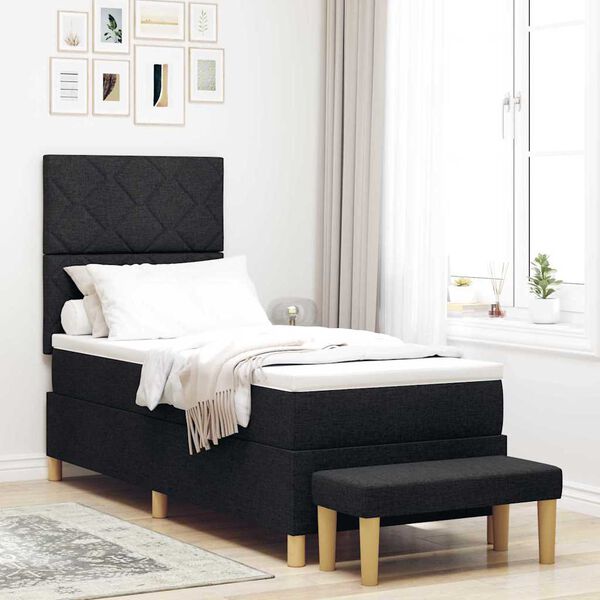 vidaXL Boxspringbett mit Matratze Schwarz 80 x 200 cm Stoff