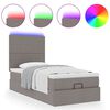 vidaXL Ottoman-Bett mit Matratze & LEDs Taupe 90x190 cm Stoff