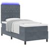 vidaXL LED Boxspringbett mit Matratze Dunkelgrau 90 x 190 cm Stoff