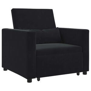 vidaXL Ausziehbare Schlafcouch Einzel mit R&auml;dern Schwarz Samt