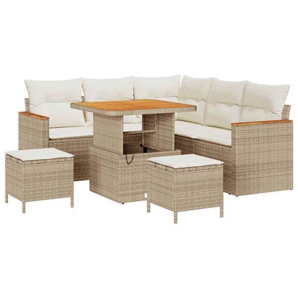 vidaXL Gartensofa-set 8 pcs Beige Poly-Rattan