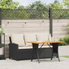 vidaXL Gartensofa 3-Sitzer mit Kissen & Tisch Schwarz Poly Rattan