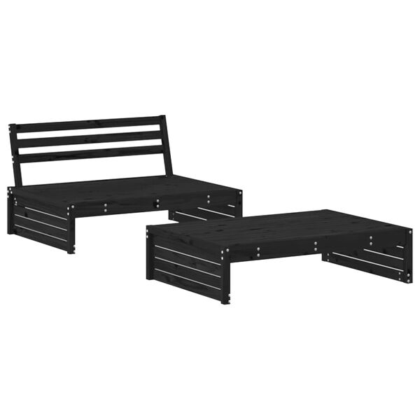 vidaXL 2-tlg. Garten-Lounge-Set mit Kissen Schwarz Massivholz