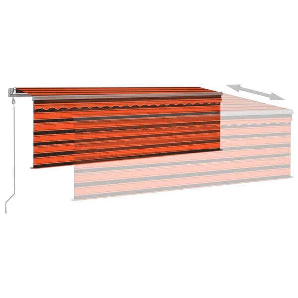 vidaXL Markise Automatisch mit Rollo LED Windsensor 4x3 m Orange Braun