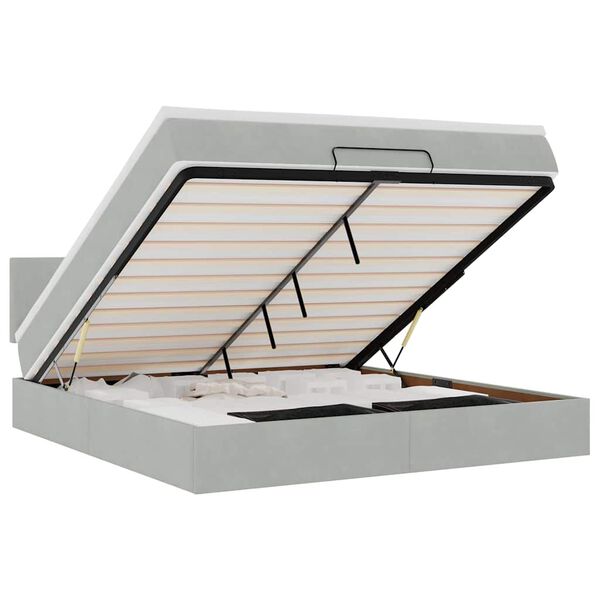 vidaXL Ottoman-Bett mit Matratze Hellgrau 180x200 cm Samt