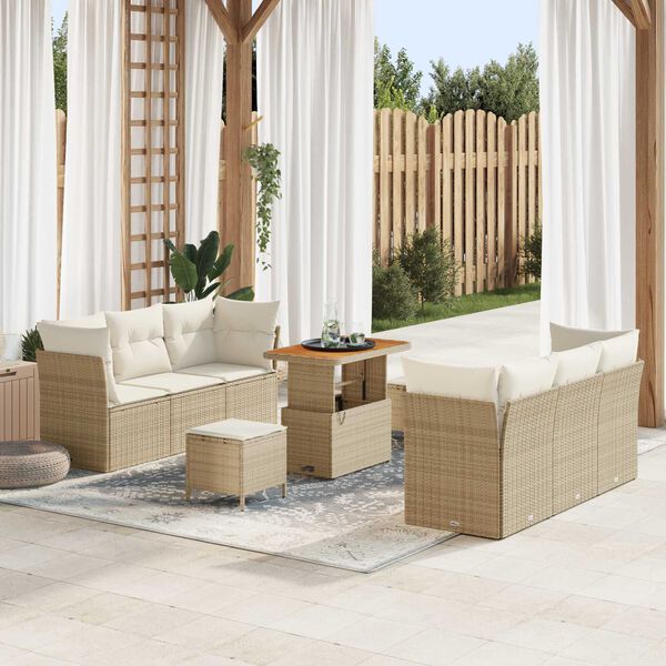 vidaXL Garten-Sofa-Set 9 pcs Beige Poly-Rattan
