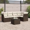 vidaXL 6-tlg. Garten-Sofagarnitur mit Kissen Braun Poly Rattan