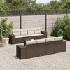 vidaXL 9-tlg. Garten-Sofagarnitur mit Kissen Braun Poly Rattan