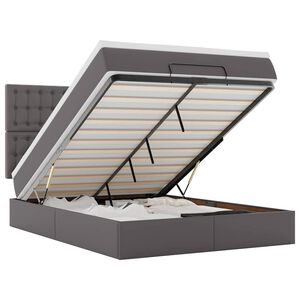 vidaXL Ottoman-Bett mit Matratze Grau 140x190 cm Kunstleder