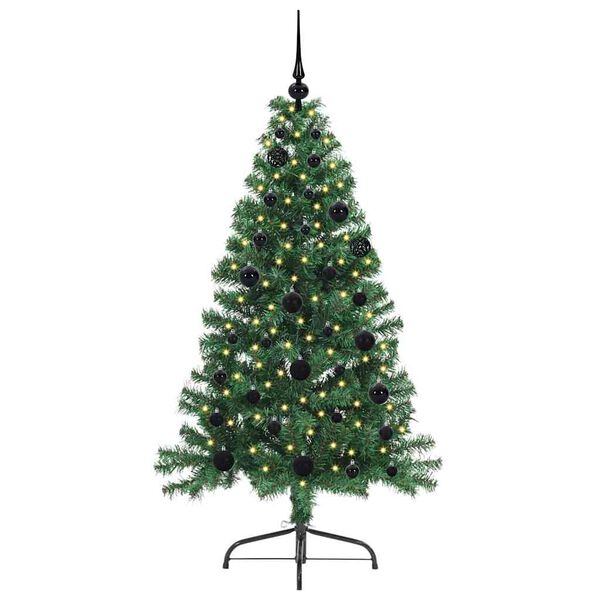 vidaXL K&uuml;nstlicher vorbeleuchteter Weihnachtsbaum Gr&uuml;n 150 cm PVC