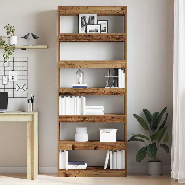 vidaXL B&uuml;cherregal mit Regal Altholz 80 x 30 x 198 cm Holzwerkstoff