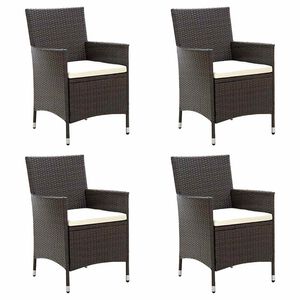 vidaXL Gartenst&uuml;hle mit Sitzpolster 4 Stk. Poly Rattan Braun