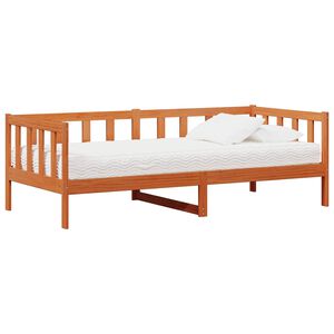 vidaXL Tag-Bett mit Kopfteil Wachsbraun und Wei&szlig; 90 x 200 cm