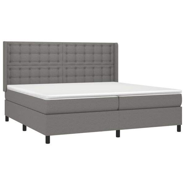 vidaXL Boxspringbett mit Matratze & LED Dunkelgrau 200x200 cm Stoff