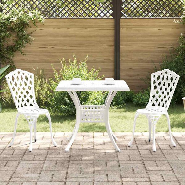 vidaXL Gartentisch Set 3 pcs Wei&szlig; Gussaluminium