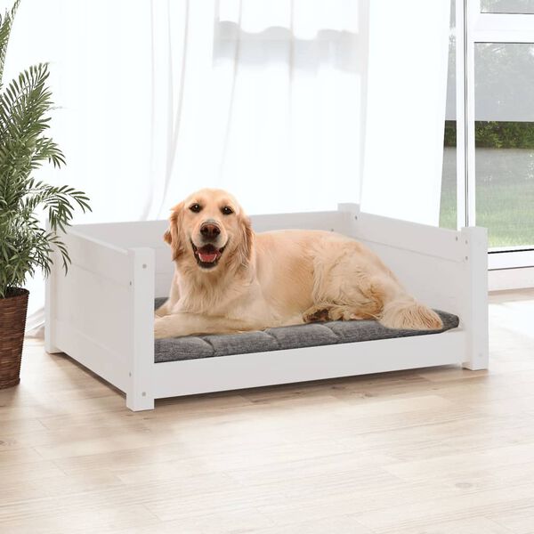 vidaXL Hundebett Weiß 75,5x55,5x28 cm Massivholz Kiefer