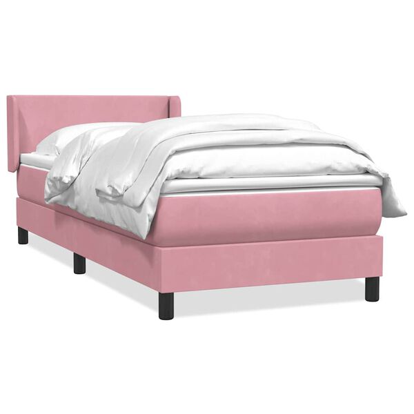 vidaXL Boxspringbett mit Matratze Rosa 100x220 cm Samt