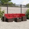 vidaXL 7-teiliges Gartensofa-Set mit Kissen, braun, Polyrattan