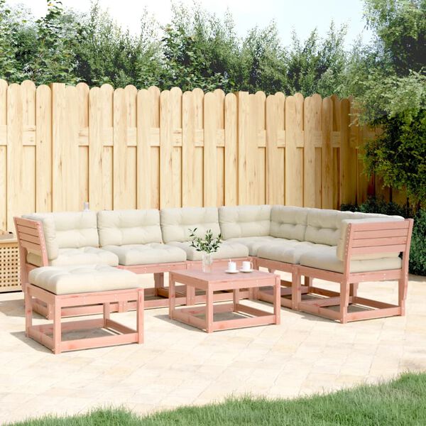 vidaXL 7-tlg. Garten-Lounge-Set mit Kissen Massivholz Douglasie