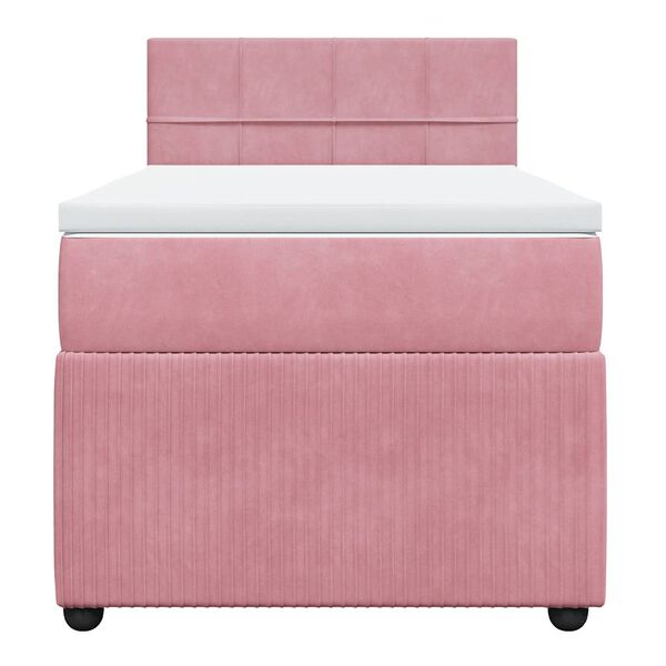 vidaXL Boxspringbett mit Matratze Rosa 80x200 cm Samt