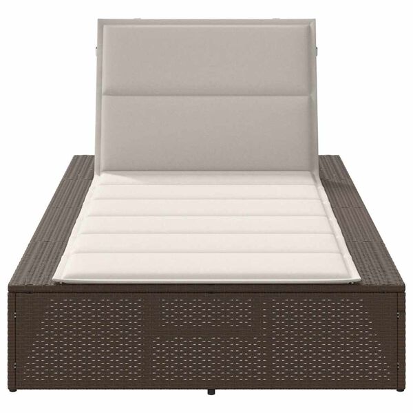 vidaXL Sonnenliege mit schwebender Auflage Braun Poly Rattan