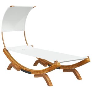 vidaXL Sonnenliege mit Dach 100x200x126 cm Bugholz Massiv Creme