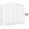 vidaXL Gabionen mit Hochbogen 5 Stk. 200x50x160/180cm Verzinktes Eisen