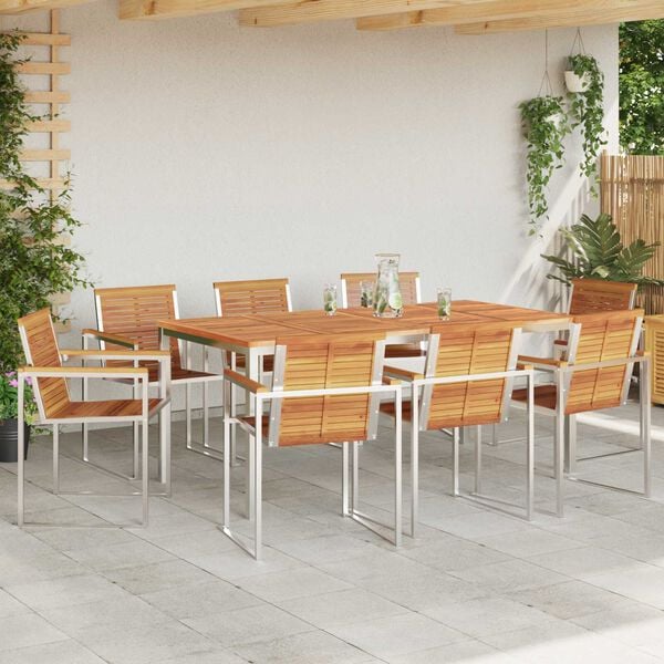 vidaXL Garten-Ess-Set 9 pcs Massives Akazienholz