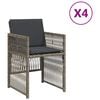 vidaXL Gartenst&uuml;hle mit Kissen 4 Stk. Grau Poly Rattan
