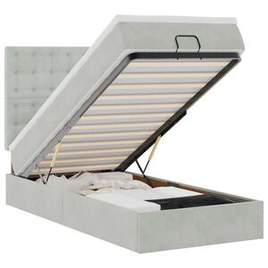 vidaXL Ottoman-Bett mit Matratzen & LEDs Hellgrau 80x200 cm Samt
