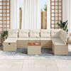 vidaXL Gartensofa-set mit Kissen mit Speicher 9 pcs Beige Poly Rattan
