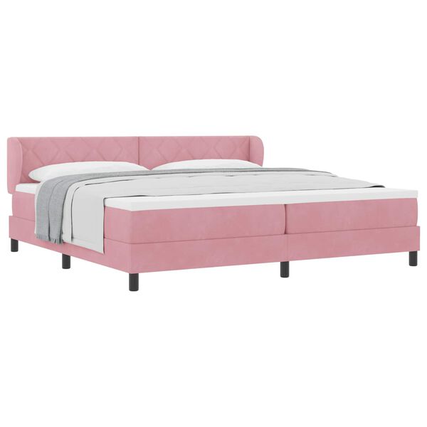 vidaXL Boxspringbett mit Matratze mit Kopfteil Rosa 200 x 200 cm Samt