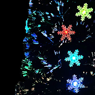 vidaXL Weihnachtsbaum mit LED-Schneeflocken Schwarz 240 cm Fiberoptik