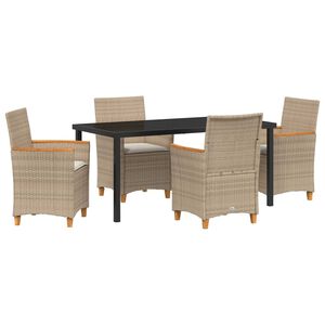 vidaXL Garten Essgruppe 5 pcs Beige Poly-Rattan
