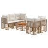 vidaXL Outdoor-Sofagarnitur 6 stk. Nat&uuml;rlich und Cremwei&szlig; Poly-Rattan