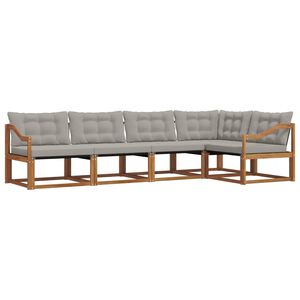 vidaXL Outdoor-Sofagarnitur mit Kissen 5 pcs Nat&uuml;rlich und Hellgrau