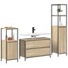 vidaXL Badezimmerm&ouml;bel-Set mit Regal 3 pcs Sonoma-Eiche Holzwerkstoff