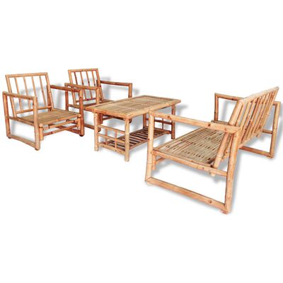 vidaXL 4-tlg. Garten-Lounge-Set mit Auflagen Bambus