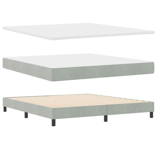 vidaXL Boxspringbett mit Matratze Hellgrau 200 x 180 cm Polyester