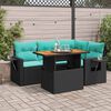 vidaXL 5-tlg. Garten-Sofagarnitur mit Kissen Schwarz Poly Rattan