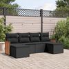 vidaXL 6-tlg. Garten-Sofagarnitur mit Kissen Schwarz Poly Rattan
