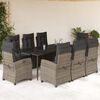 vidaXL 9-tlg. Garten-Essgruppe mit Kissen Grau Poly Rattan