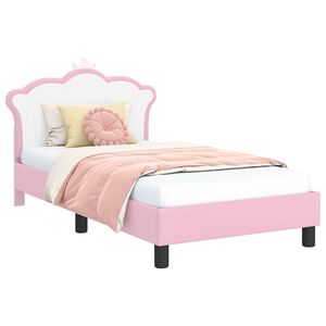 vidaXL Kinderbettgestell mit Kopfteil mit Kopfteil Rosa 80 x 160 cm PU