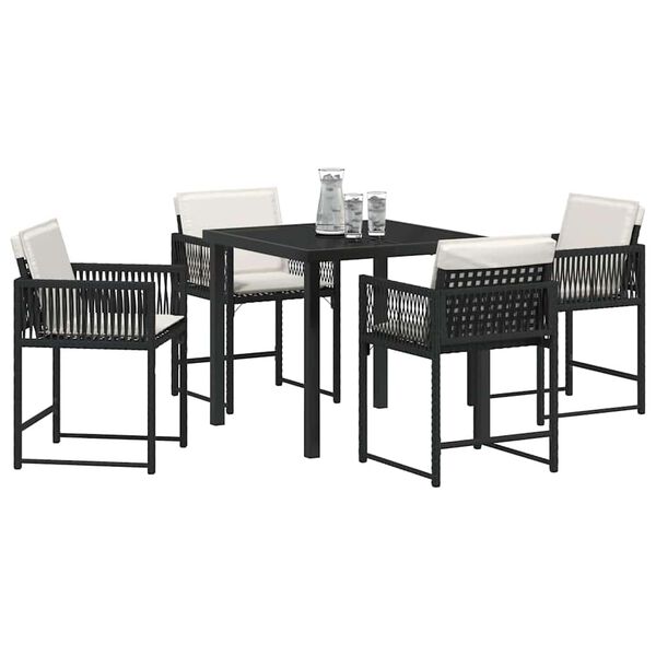 vidaXL Garten Essgruppe 5 pcs Schwarz Poly-Rattan