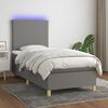 vidaXL Boxspringbett mit Matratze & LED Dunkelgrau 90x190 cm Stoff