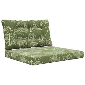 vidaXL Sofakissen f&uuml;r drau&szlig;en 2 pcs Blattdesign Polyester