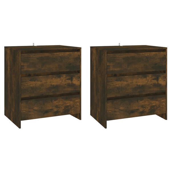 vidaXL 3-tlg. Sideboard Räuchereiche Holzwerkstoff